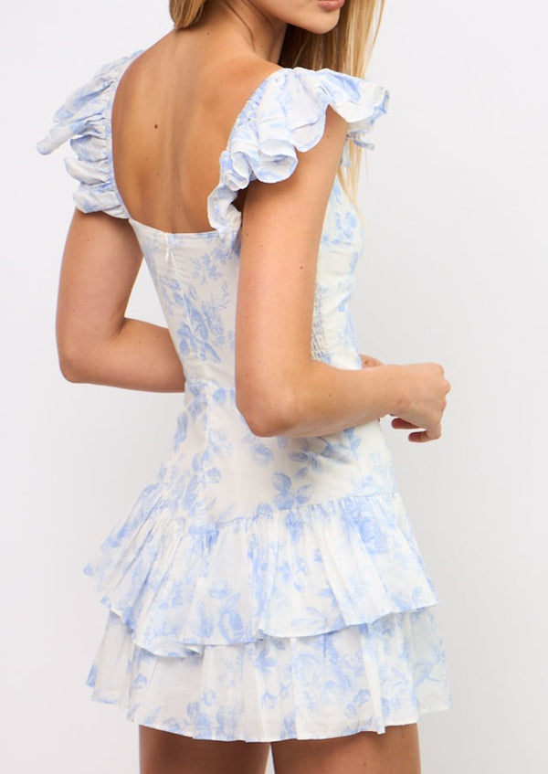 Carlile Blue Floral Mini Dress