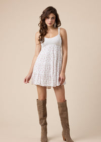 Sabrina Pink Floral Crochet Mini Dress