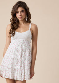 Sabrina Pink Floral Crochet Mini Dress