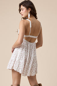 Sabrina Pink Floral Crochet Mini Dress