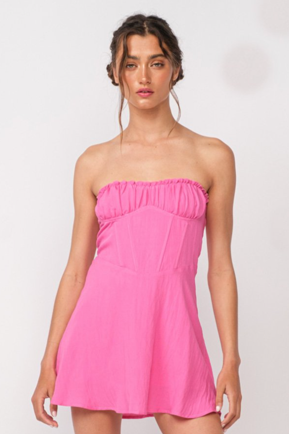 Madonna Pink Strapless Mini Dress