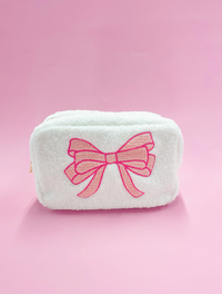 Pink Bow Teddy Cosmetic Zipper Bag