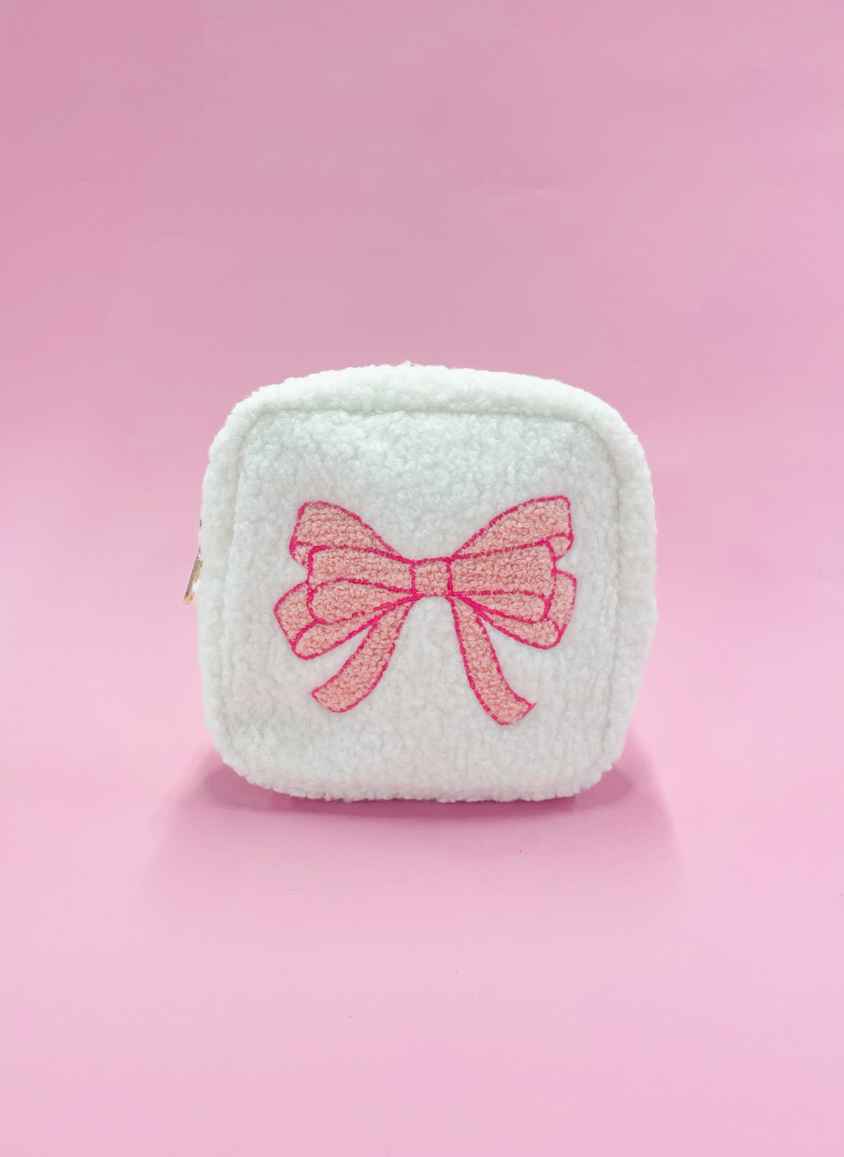 Pink Bow Teddy Cosmetic Zipper Bag