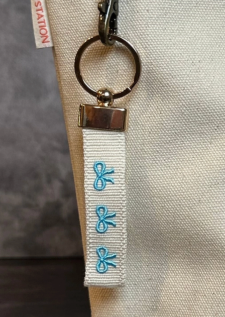 Blue Bows Embroidered Keychain