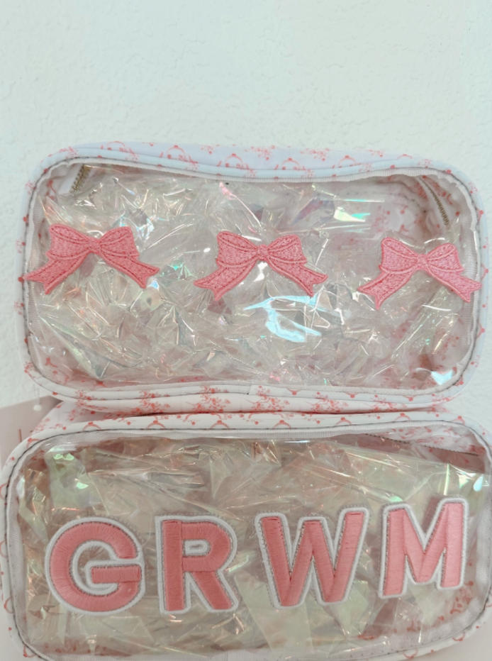 Pink Bows Clear Makeup Bag