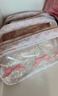 Pink Bows Clear Makeup Bag