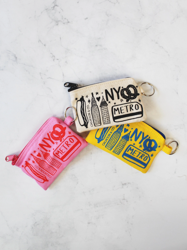 Pink New York Zipper Card Pouch