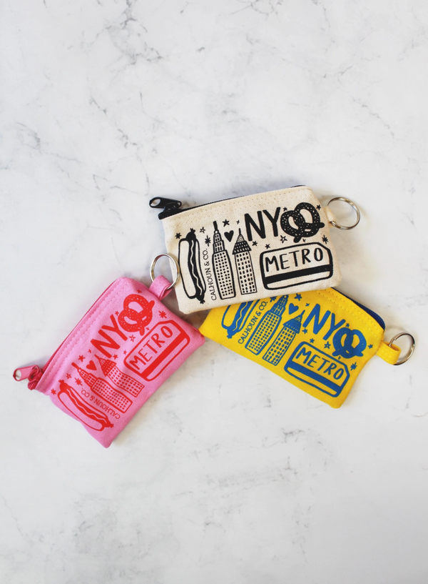 Yellow New York Zipper Card Pouch