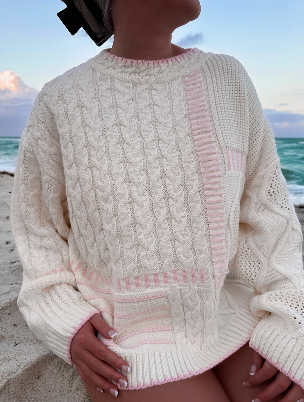 Pink Sprinkle Multi-Stitch Sweater