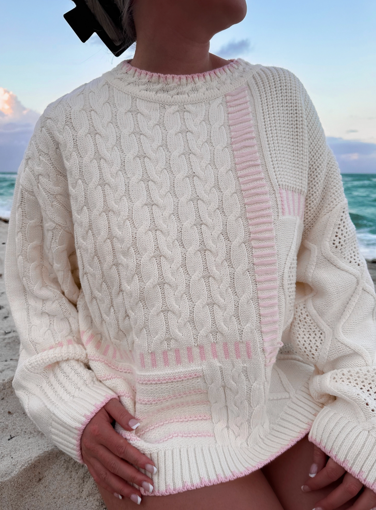 Pink Sprinkle Multi-Stitch Sweater