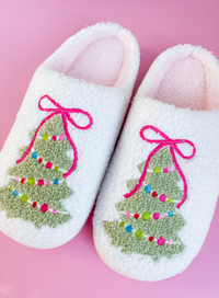 Pink Bow Tree Slippers