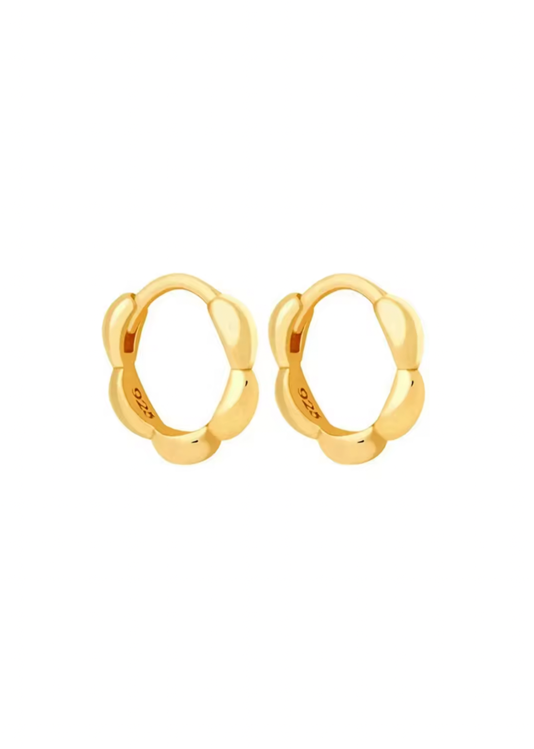 18k Gold Mini Bubble Flower Huggies