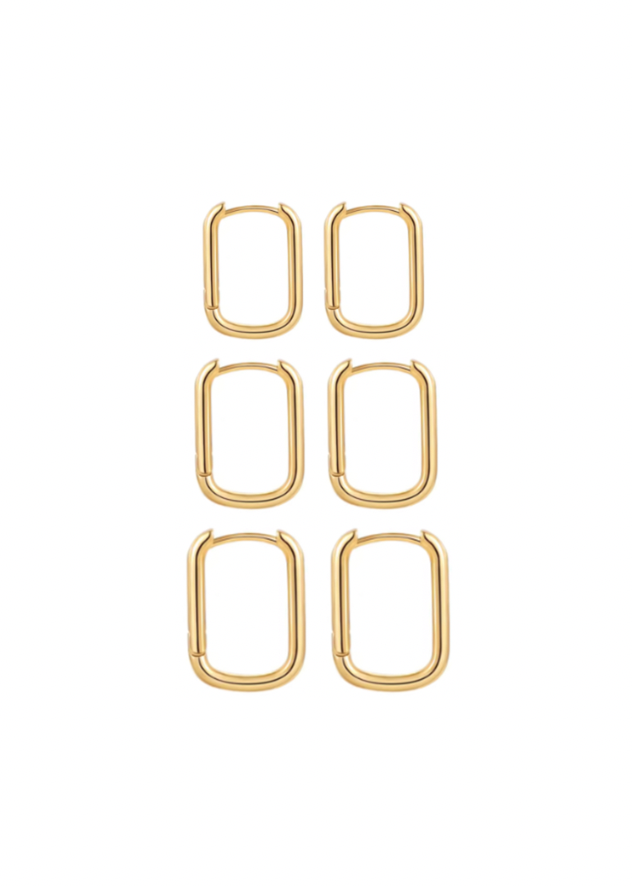 18k Gold Rectangular Earrings