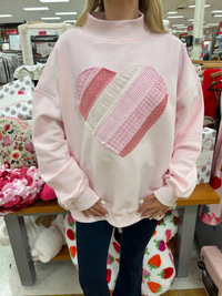 Quilted Pink Heart Mockneck