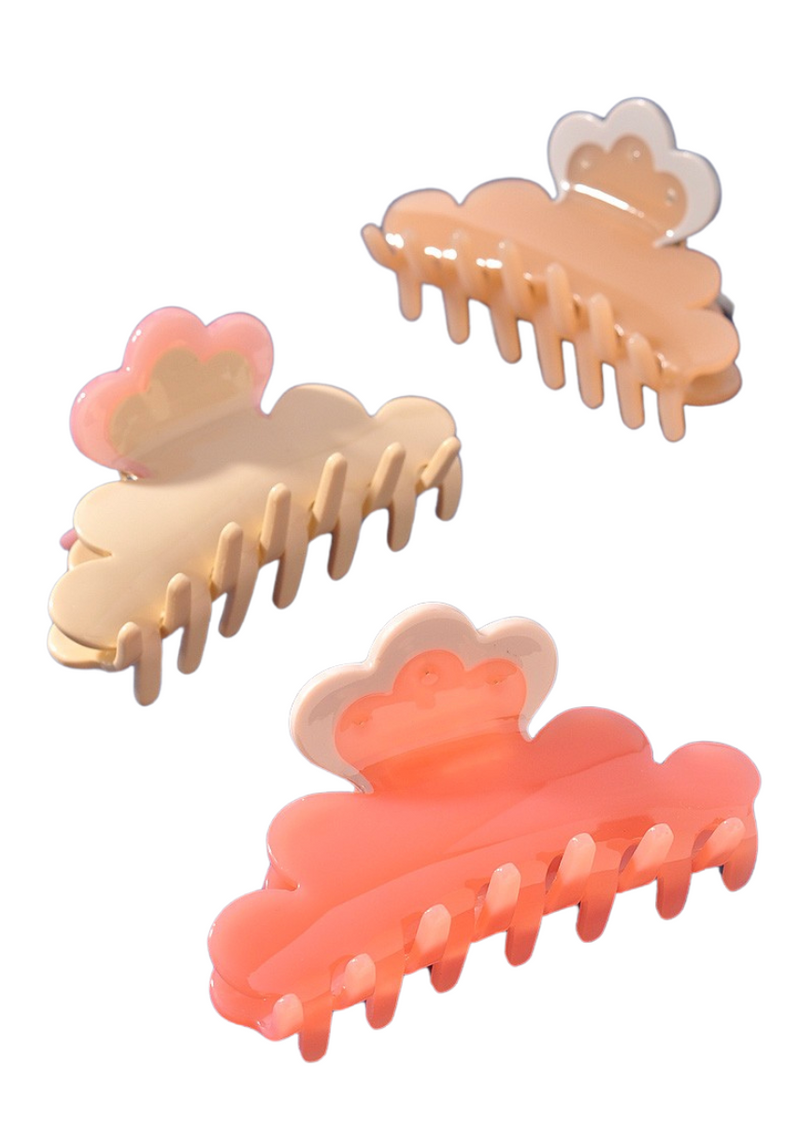 Pink Scalloped Rhinestone Hair Clip