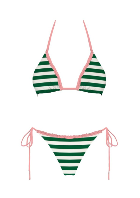 Kitty Green Stripes Bikini Set