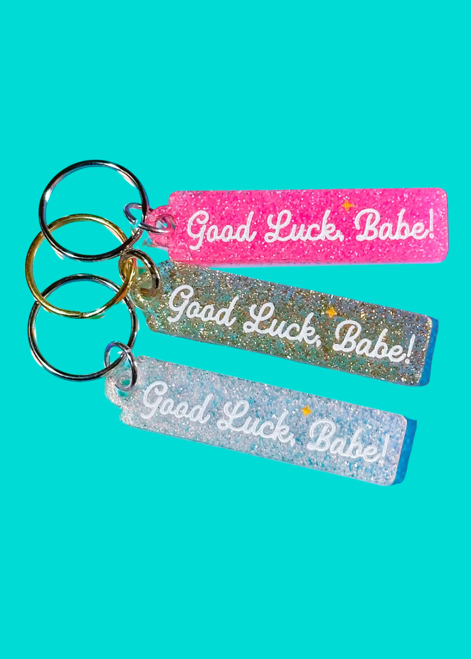 Good Luck Babe Glitter Keychain