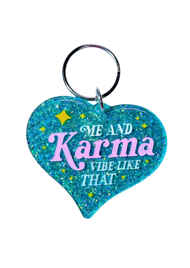 Me and Karma Blue Glitter Keychain