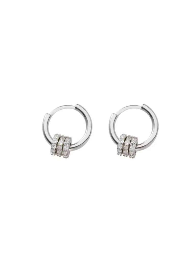 Sterling Silver Triple Hoop Huggies