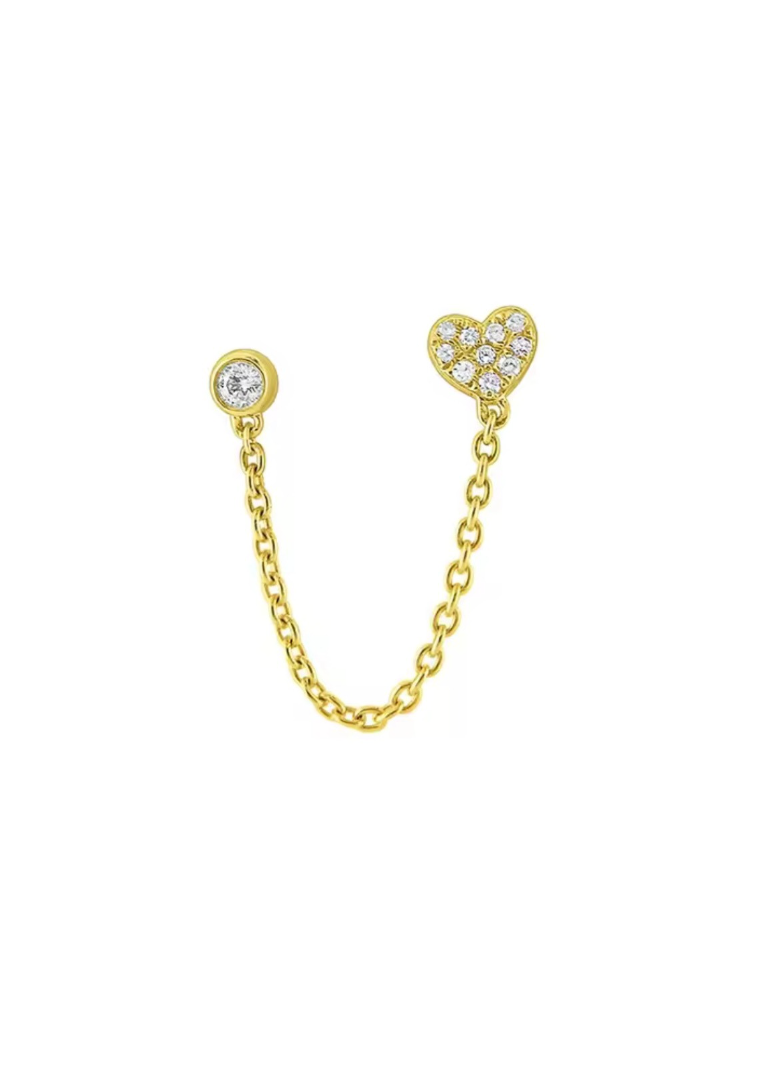 18k Gold Heart Hanging Studs
