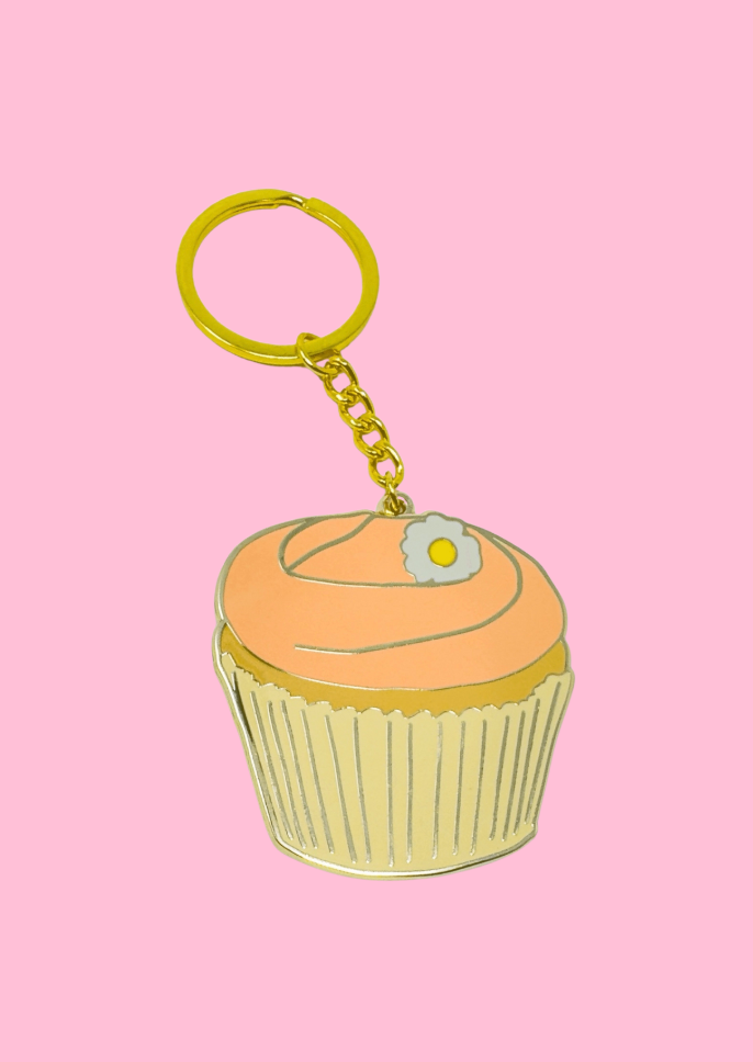 Carrie Cupcake Enamel Keychain