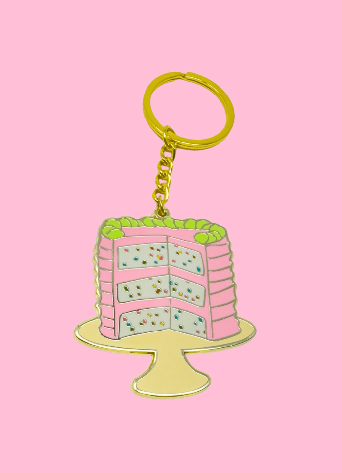 Confetti Cake Enamel Keychain