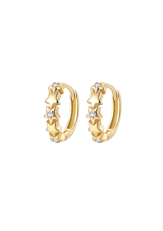 18k Gold Stars Align Huggies