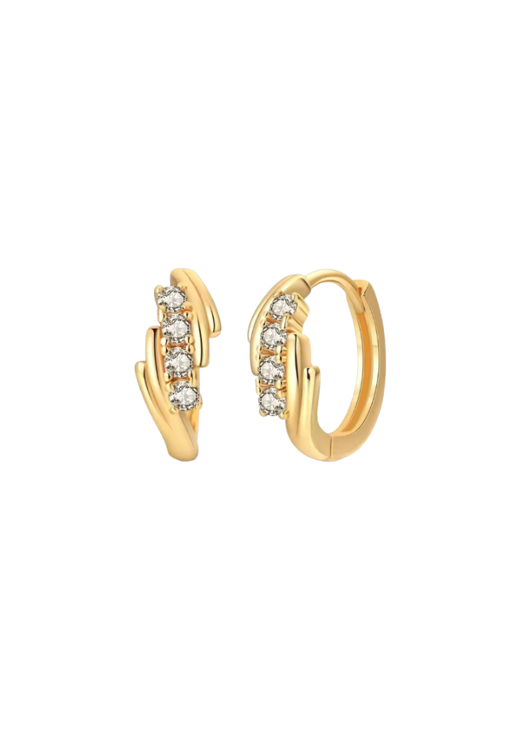 18k Gold CZ Sparkling Huggies