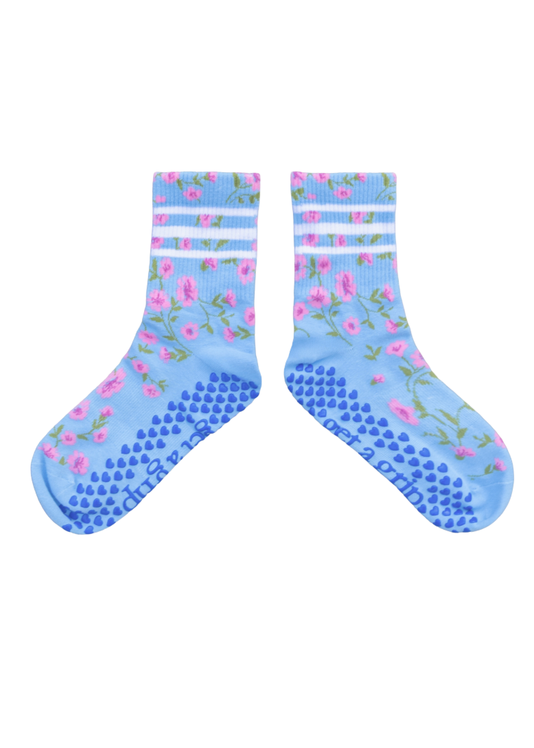 Blue Summer Florals Grip Socks
