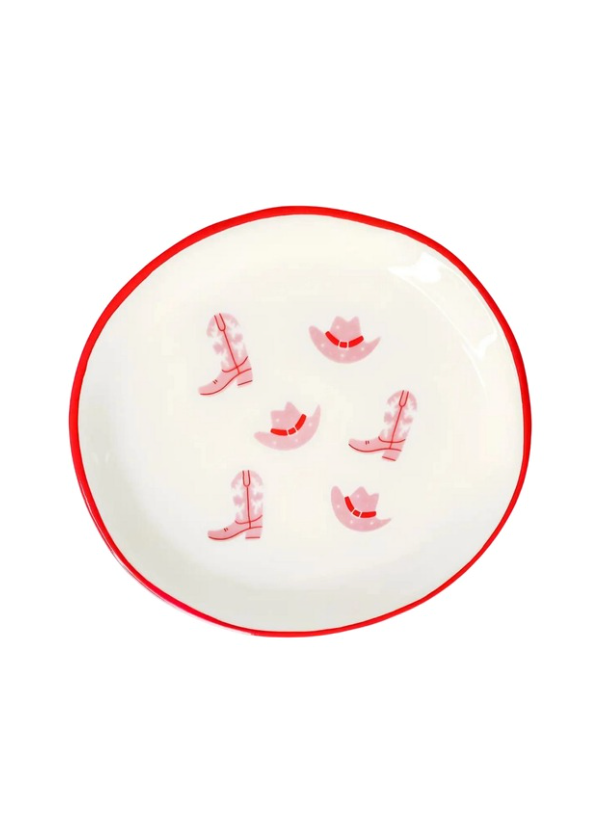 Pink Cowgirl Boot Ceramic Tray