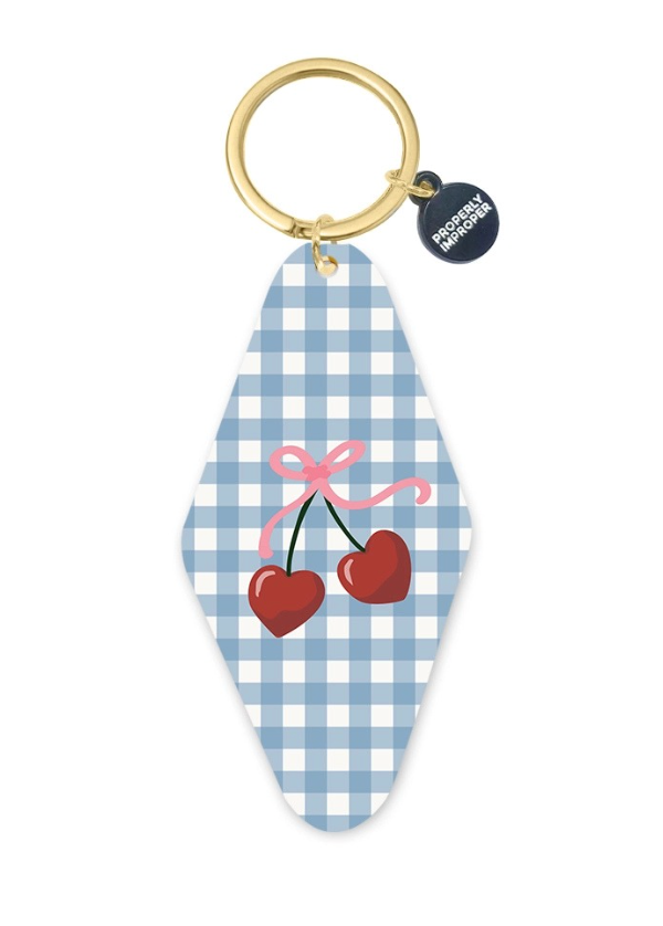 Gingham Cherry Keychain