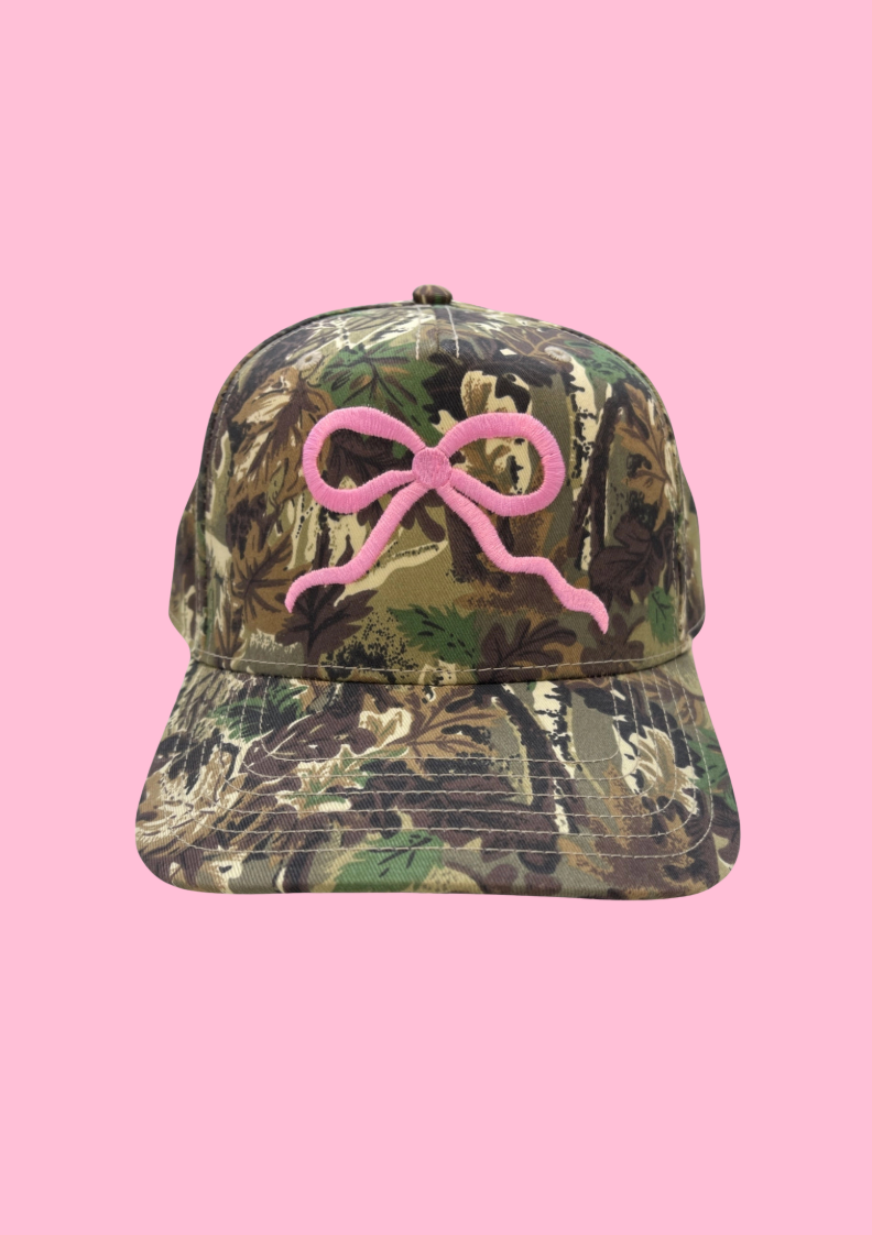 Pink Bow Camo Trucker Hat