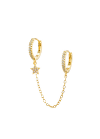 18k Gold Hanging Star Huggies