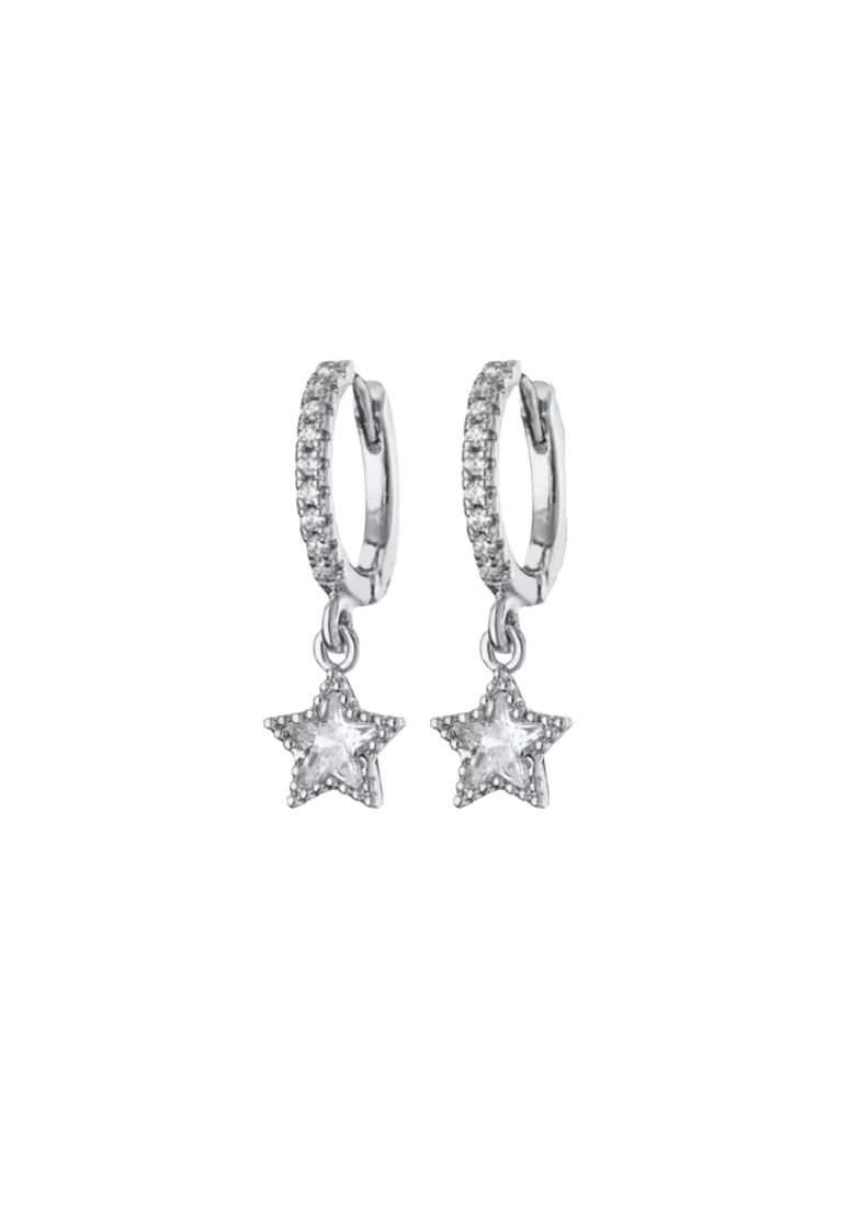 Sterling Silver CZ Star Huggies