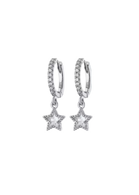 Sterling Silver CZ Star Huggies