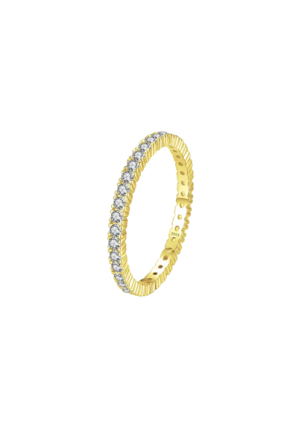18k Gold Skinny CZ Band Ring
