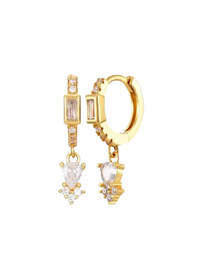 18k Gold Rectangular CZ Huggies
