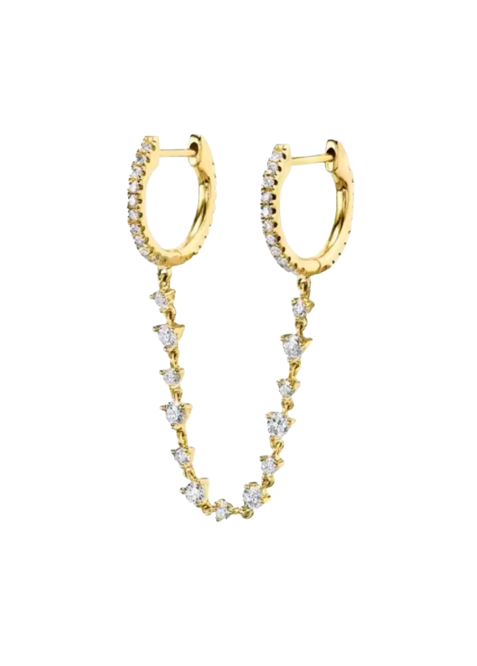 18k Gold Hanging Connected Huggies
