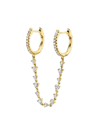 18k Gold Hanging Connected Huggies