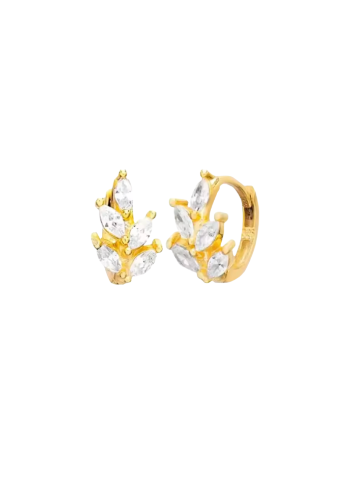 18k Gold Mini Fern Huggies