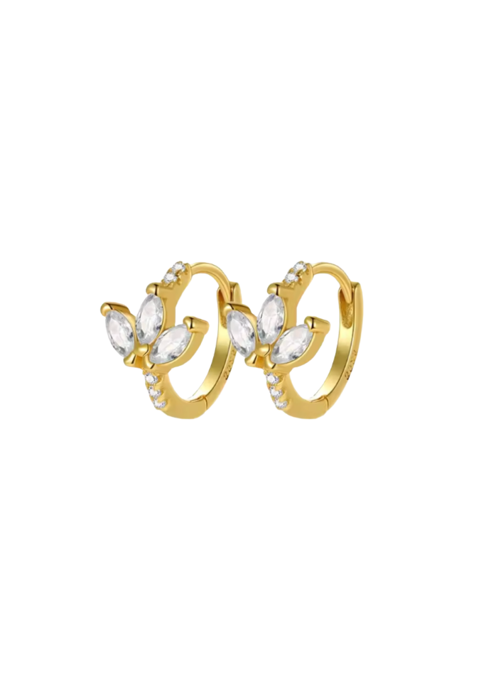 18k Gold Tri Flower Huggies