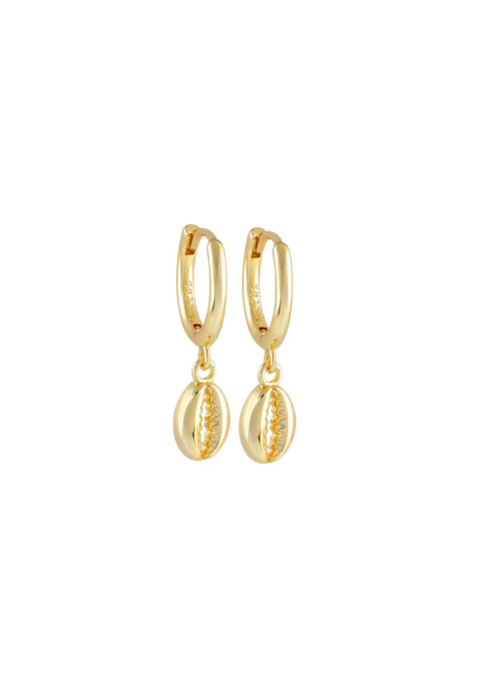 18k Gold Puka Shell Huggies