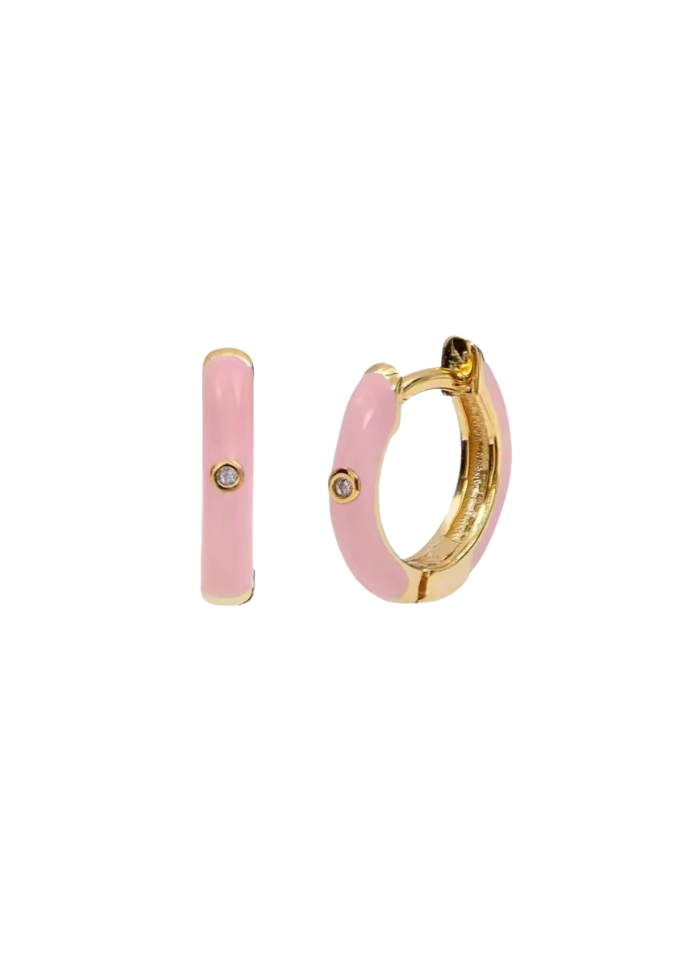 18k Gold Pink Huggies