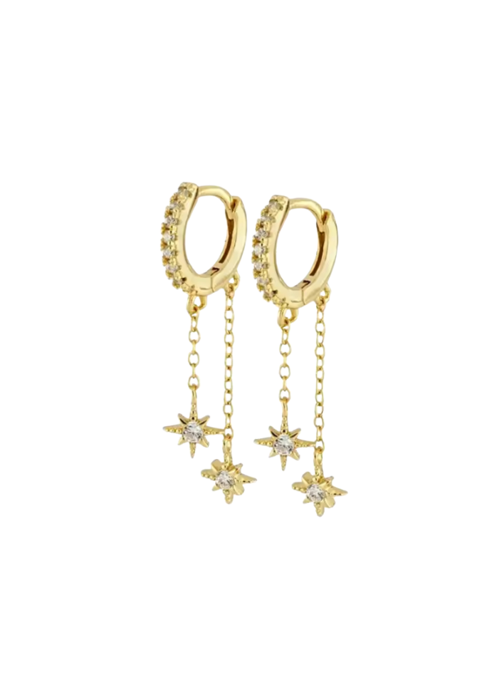18k Gold Hanging Twinkle Huggies
