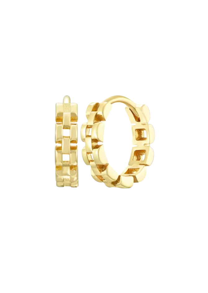 18k Gold Chain Reaction Huggies
