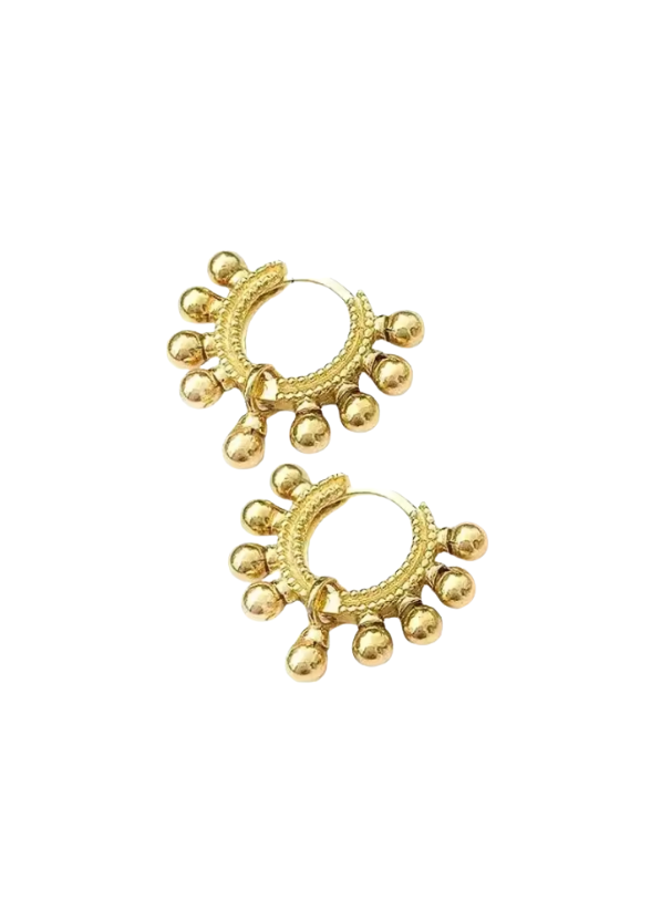 18k Gold Sphere Huggies