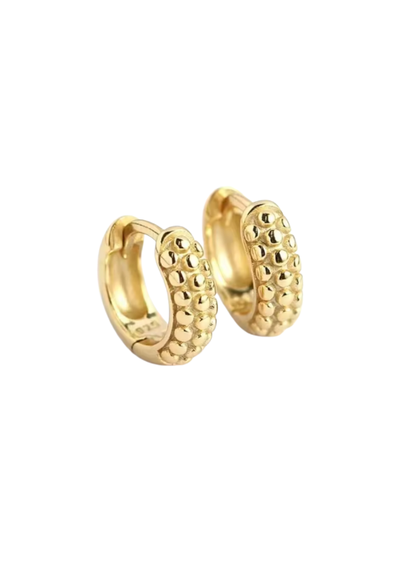 18k Gold Ball Studded Huggies