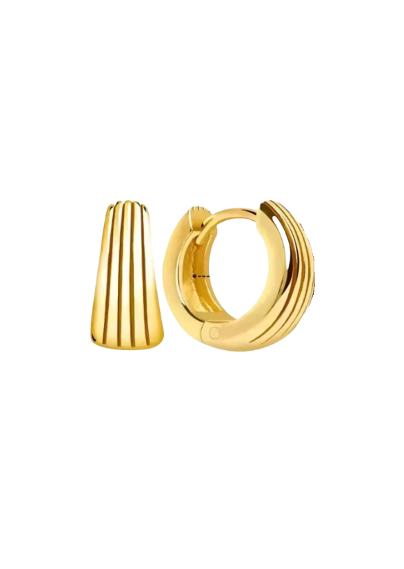 18k Gold Section Lined Huggies