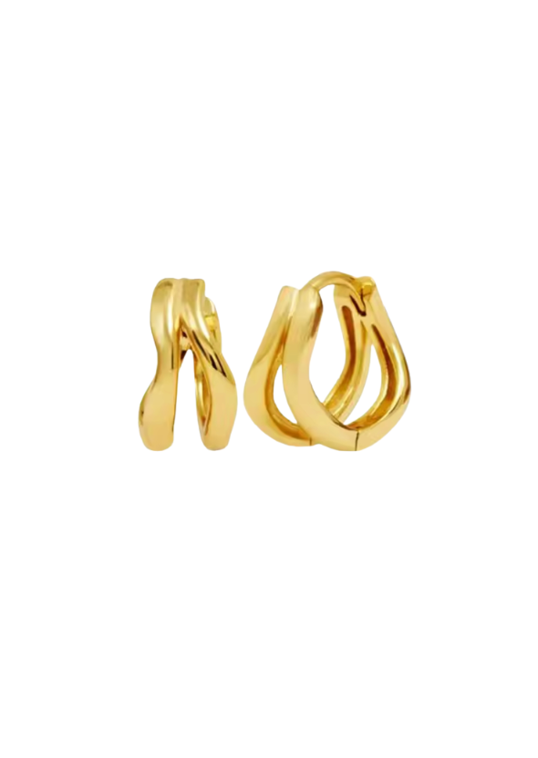 18k Gold Double Squiggle Huggies