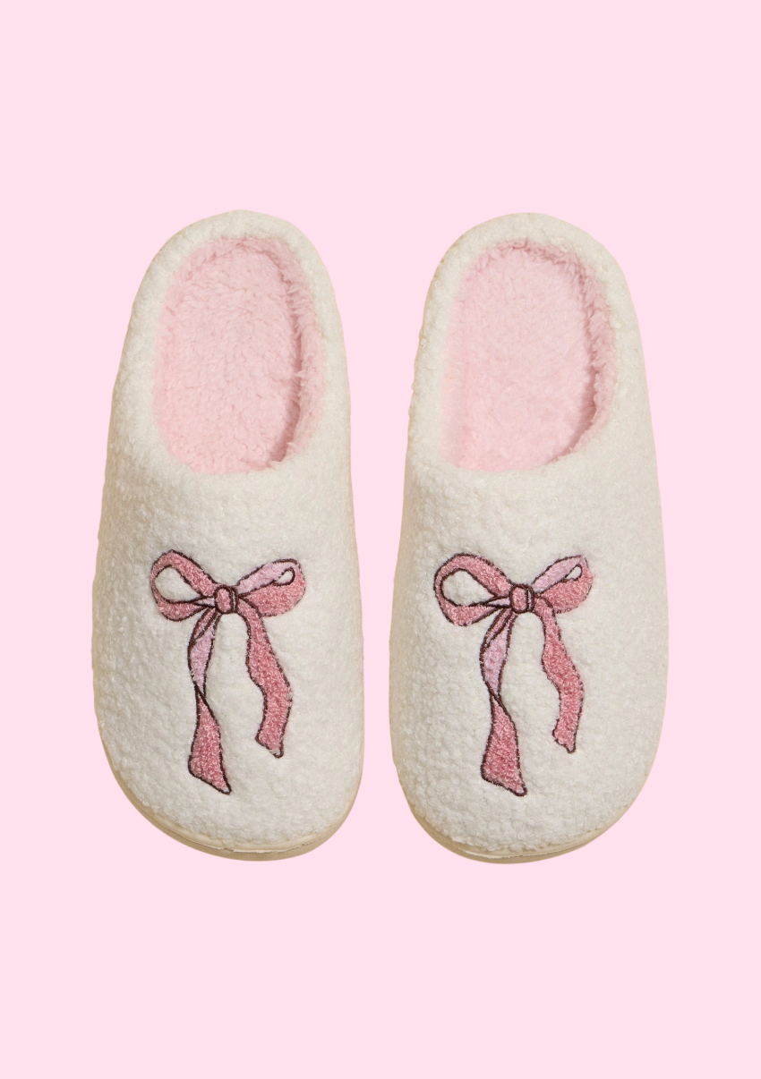 Tied Up Pink Ribbon Slippers